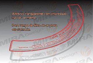 Adesivo TROCA FILTRO AR GM CHEVETTE OPALA (Transp. Letras Vermelhas Gd)