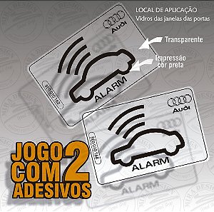 Par Adesivos ALARME Audi A3 Brasileiro Vidro Imobilizador