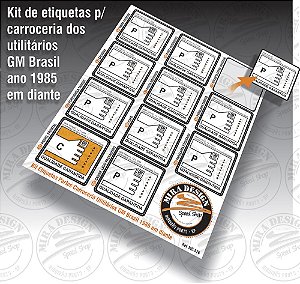 Jogo de etiquetas CONTROLE DE QUALIDADE DA PINTURA Utilitários GM Brasil