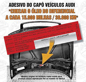 Adesivo CHECAR ÓLEO DIFERENCIAL CADA 30.000 Km Audi 4A0010130M