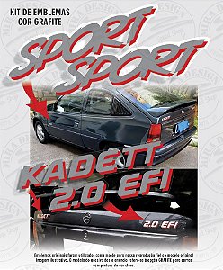 Kit Adesivos Emblema GM KADETT SPORT 2.0 EFI 96 97 - Grafite