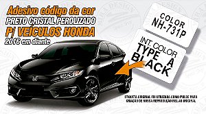 Adesivo Código Cor PRETO CRISTAL NH-731P / TYPE A BLACK p/ Veículos Honda