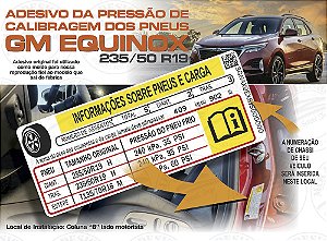 Adesivo Pressão Pneus GM EQUINOX 235/50 R19 C/ CHASSI