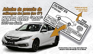 Adesivo Pressão Pneus 215/50 R17 Honda Civic G10 2016 (estepe T125/80)