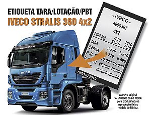 Etiqueta IVECO STRALIS 360 4X2 460S36T - Peso / Tara / Carga