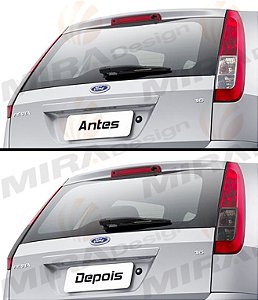 Adesivo Fumê Escuro p/ Lanternas Ford New Fiesta Hatch 2008 2012