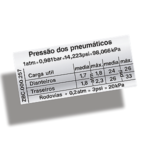Adesivo Pressão Calibragem Pneus VW Santana e Quantum 185/70 R13 (ZBC.000.257)