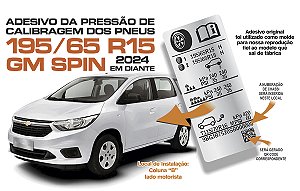 Adesivo Pressão Pneus GM SPIN 195/65 R15 QRCODE CHASSI 2024 Diante