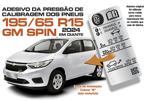 Adesivo Pressão Pneus GM SPIN 195/65 R15 QRCODE 2024 Diante