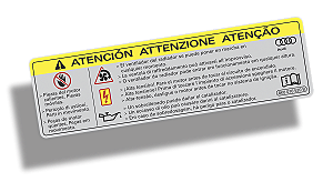 Adesivo QUENTE / ALTA TENSÃO / VENTOINHA P/ AUDI 8K0010520B