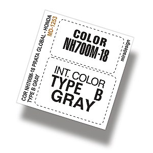 Adesivo Código Cor PRATA GLOBAL NH700M-18 TYPE B GRAY Honda