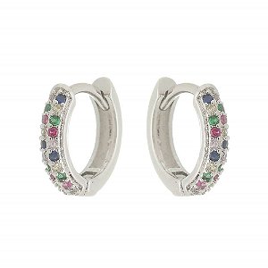 BRINCO ARGOLA ZIRCÔNIA COLORS