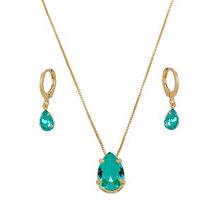CONJUNTO COM PEDRA GOTA TURMALINA