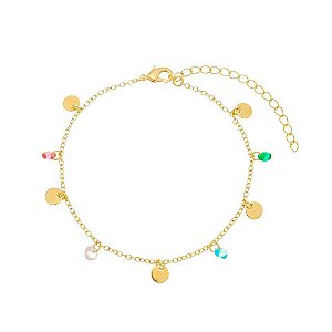 PULSEIRA COM CRISTAIS COLORS E MEDALHAS