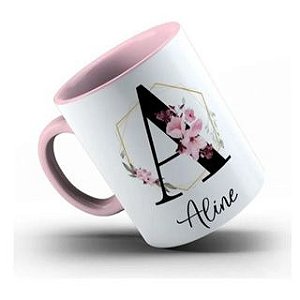 Caneca de Porcelana Rosa ( Alça e Interior)