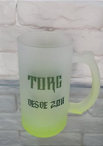 Copo de Chopp Vidro Jateada colorido Personalizada