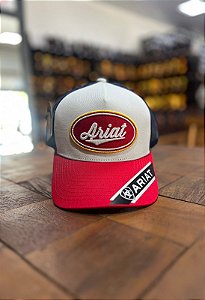 BONÉ ARIAT IMPORTADO BRANCO/VERMELHO