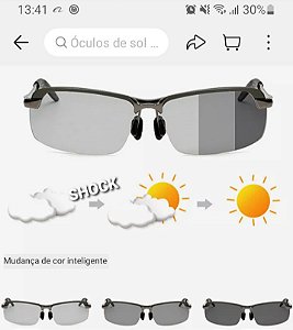 Shock Oculos Sol Inteligente Clareia,escurece Luminosidade