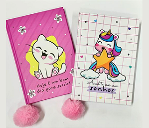Caderno Caderneta para Anotações brochura Agenda  Capa Dura A5 80 fls Pets Cachorro Unicórnio Gato14x20cm