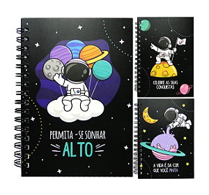 Caderno / Bloco de Anotação Espiral Astronauta Sortidas 80 Folhas 21,5X15CM