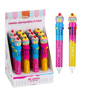 Caneta Esferográfica DIVERT 0.7MM - TUTTI FRUTTI - 10 CORES - BRW