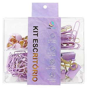 Kit Escritório 4 Peças Em Plástico/ Metal Clips Prendedores Interponte