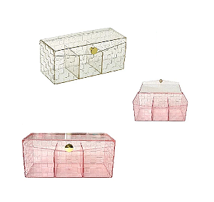 Organizador Multiuso Com 3 Divisórias Cristal /Rosa -Interponte