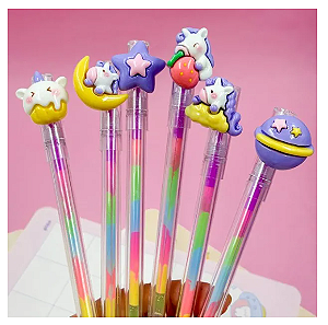 Caneta Fofa Arco Iris Planeta Unicórnio Rainbow – 1.0