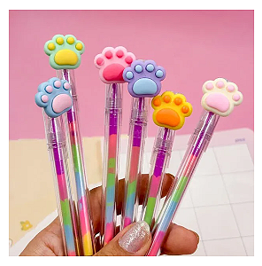 Caneta Fofa Arco Iris Patinha Color Rainbow 1.0mm