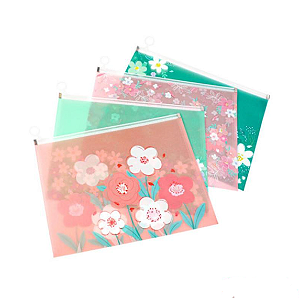 Pasta Horizontal Envelope Flores com Zip - A4 - INTERPONTE
