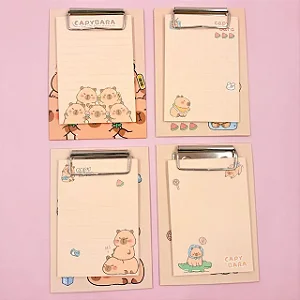 Mini Prancheta Retangular Bloco de Notas Capivara Cute
