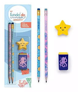 Kit Escolar Fundo do Mar  4 peças - Leo&leo