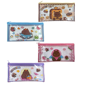 Estojo Quadrado Transparente Capivara