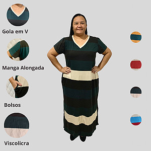 Vestido Longo Plus size Casual Evangélico Veste Até 56 G1 até G3 Preto