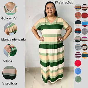 Vestido Longo Plus size Casual Evangélico Veste Até 56 Verde