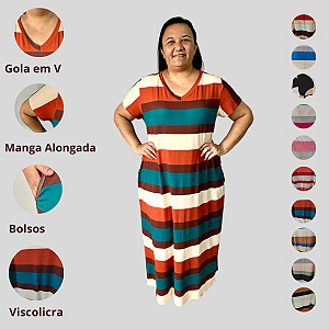 Vestido Longo Plus size Casual Evangélico Veste Até 56 Terracota