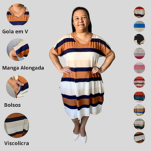 Vestido Midi Casual Evangélico Plus Size Verão Veste Até 56 G3 Marrom