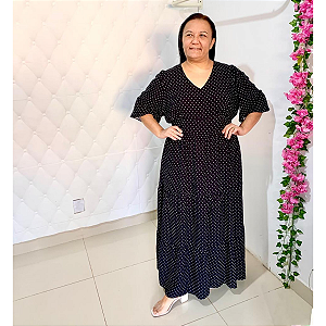 Vestido Longo Evangélico Plus Size Elegante Em Viscolinho
