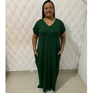 Vestido Longo Plus size Casual Evangélico Veste Até 56 Liso