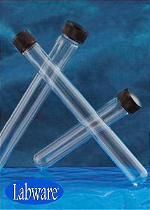 Tubo de Ensaio em Policarbonato fundo redondo Tampa de Rosca | Pacote com 100 unidades