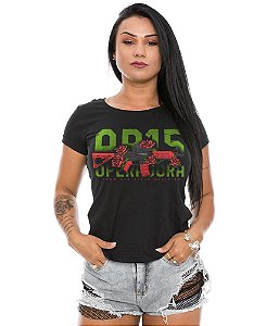 Camiseta Baby Look Feminina AR15 Operadora Girls Division Team Six Brasil