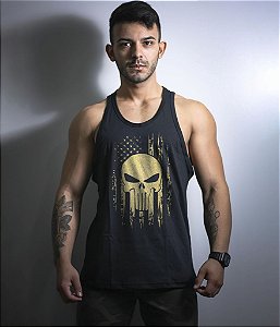 Camiseta Regata EUA Punisher Gold Line Masculina Team Six Brasil