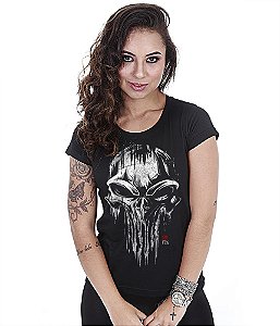 Camiseta Baby Look Feminina GUFZ6 The Punisher Skull Team Six Brasil