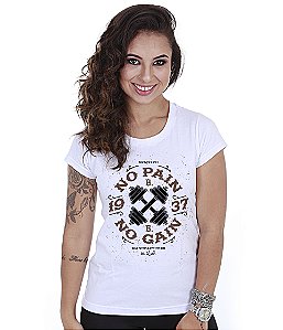 Camiseta Academia Baby Look Feminina No Pain No Gain