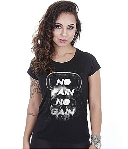 Camiseta Academia Baby Look Feminina Skull No Pain No Gain