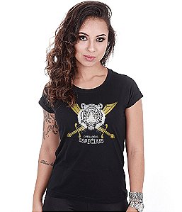 Camiseta Baby Look Feminina Operações na Selva Team Six Brasil