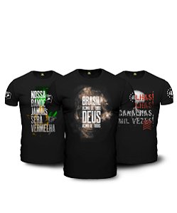 Kit 3 Camisetas Militares Masculinas Pretas Brasil Acima de Tudo