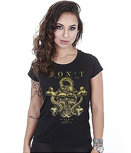 Camiseta Baby Look Feminina Don't Tread On Me Gold Line