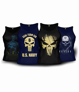 Kit 4 Camisetas Regata Soldier Masculina