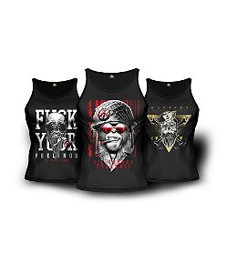 Kit 3 Camisetas Regata Beard Gang Masculina